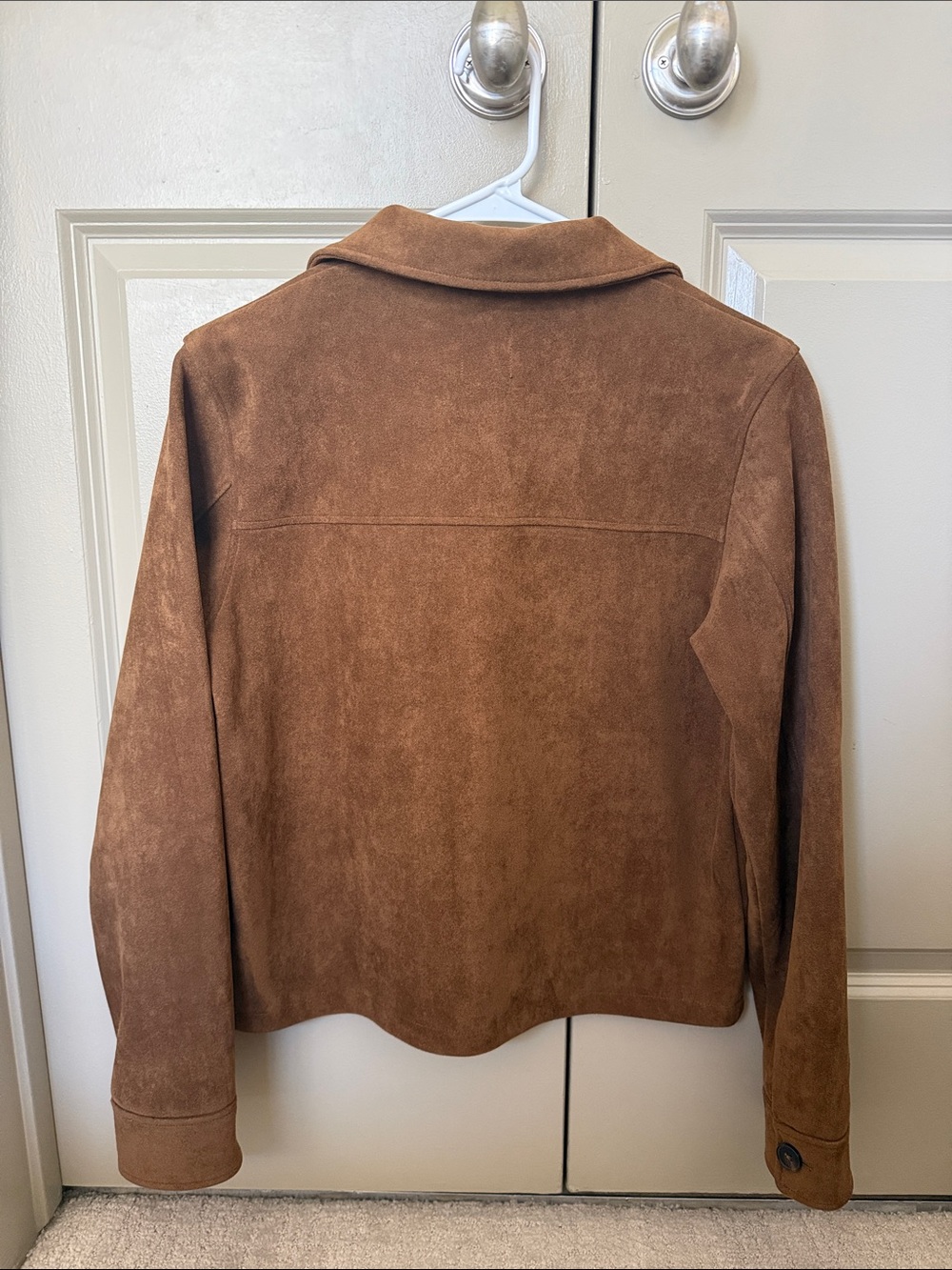 ZARA Brown Faux Suede Button-Front Jacket - Picture 4 of 4
